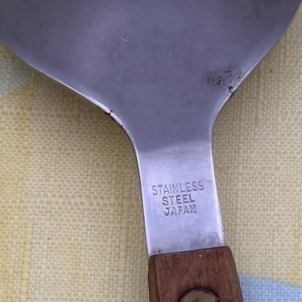 Vintage Mid Century Salad Fork Stainless Steel Wood Handle Japan MCM 13 inch